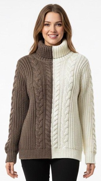 كنزة صوف لون مدمج - صورة 8