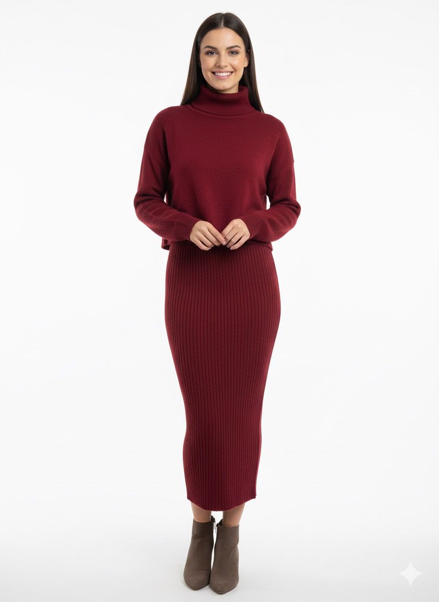 فستان صوف قطعتين